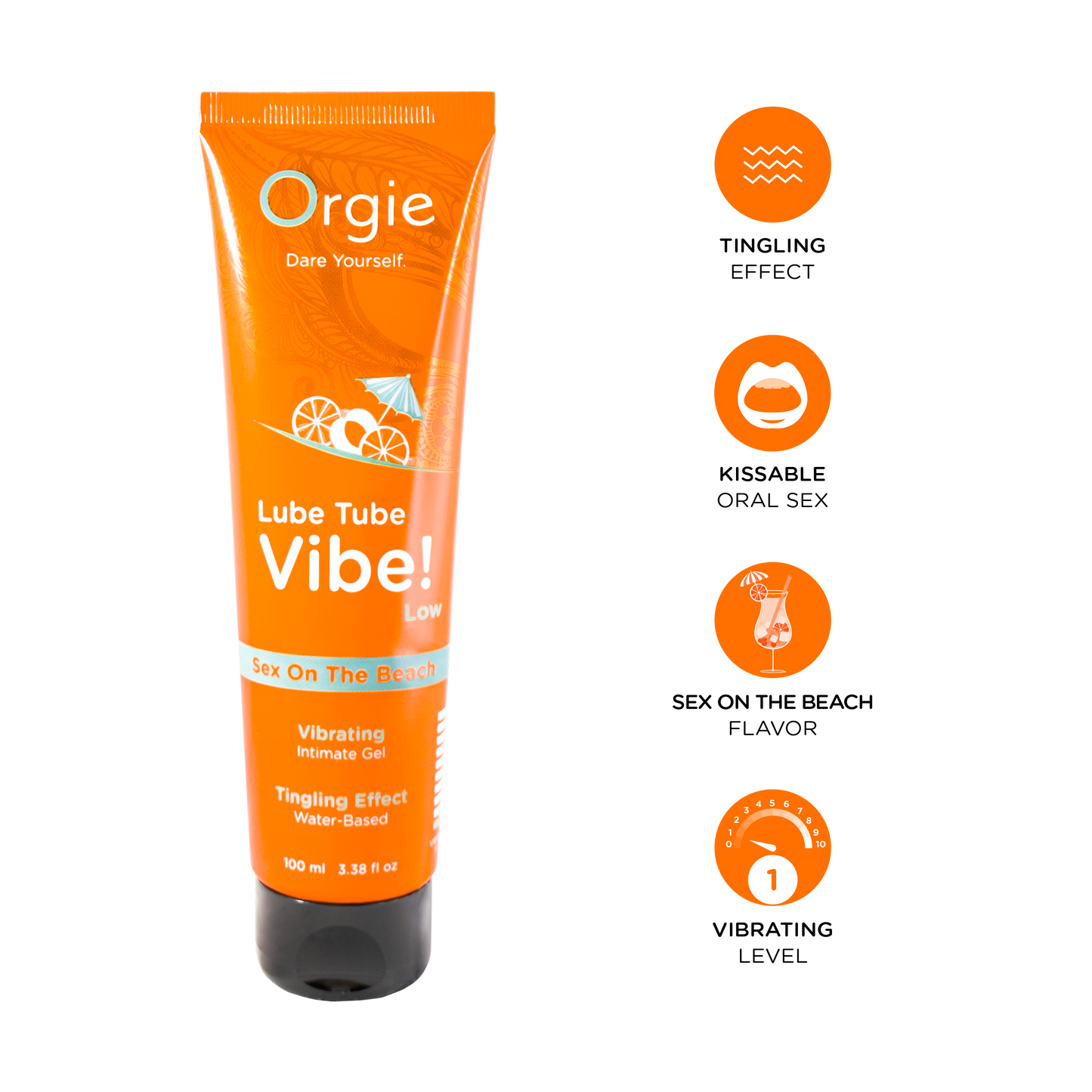 LUBE TUBE VIBE! - LOW - SEX ON THE BEACH KISSABLE WATER-BASED INTIMATE GEL WITH VIBRATION EFFECT - 100ml | 3.38 fl oz.