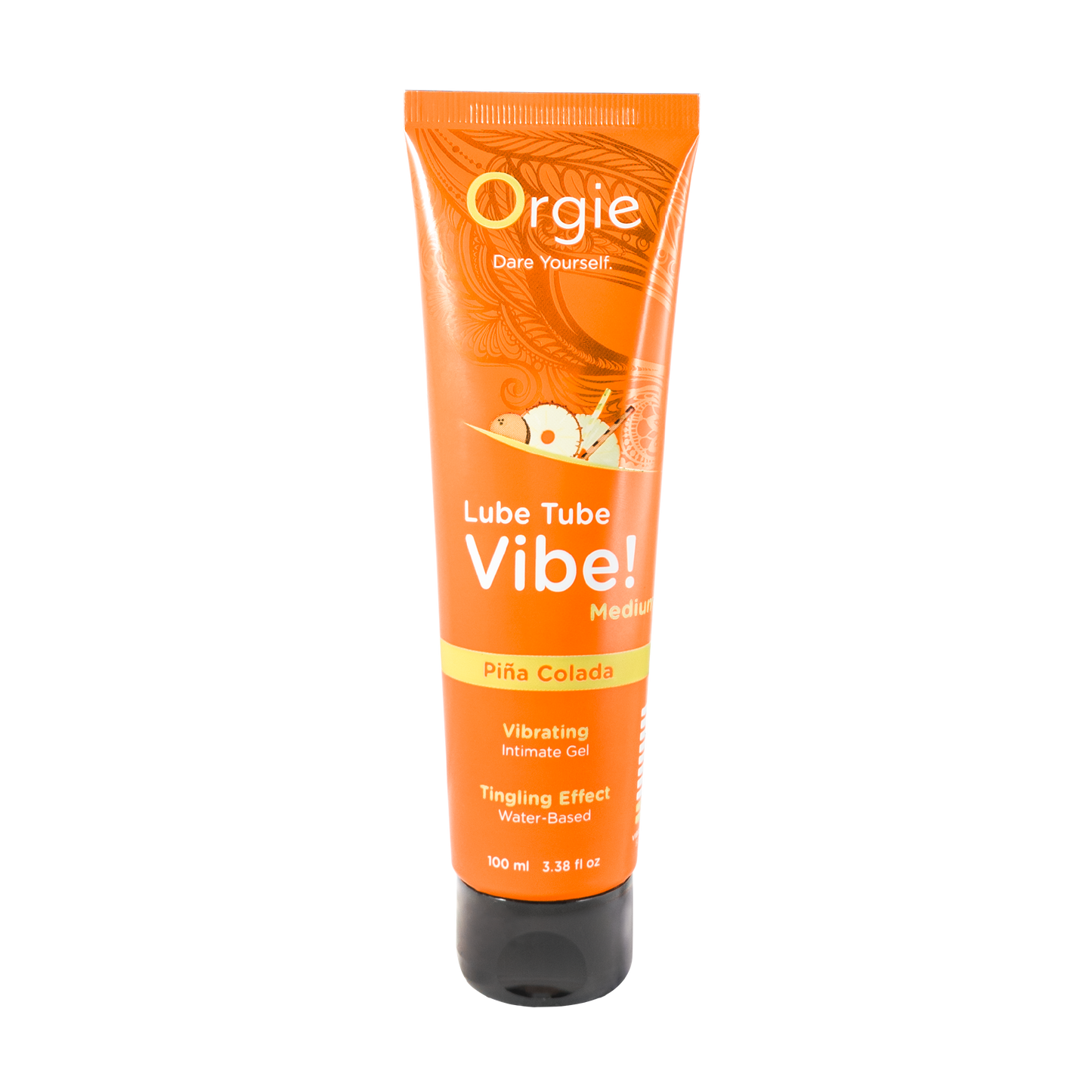 LUBE TUBE VIBE! - MEDIUM - PIÑA COLADA KISSABLE WATER-BASED INTIMATE GEL WITH VIBRATION EFFECT - 100ml | 3.38 fl oz.